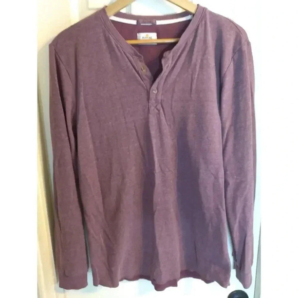 Marine Layer Marge Henley Long Sleeve Maroon Sz L Pit To Pit 21" Length 30 - Picture 1 of 9